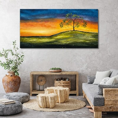 Foto op canvas Gouden uur over de heuvel