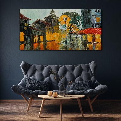 Schilderij op doek De gouden weerspiegeling van het stedelijk landschap