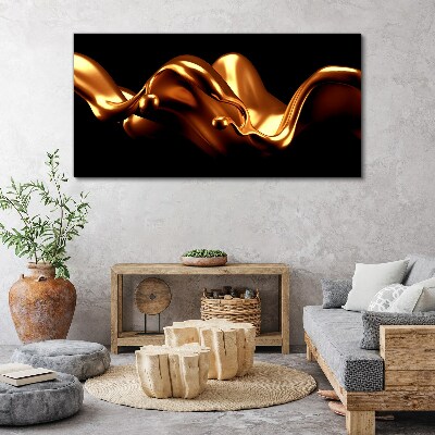 Foto op canvas Gouden golven op een zwarte achtergrond