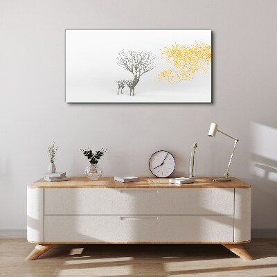 Schilderij op doek Boom en hert in de wind