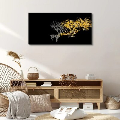 Foto op canvas Gouden bladeren op een zwarte achtergrond