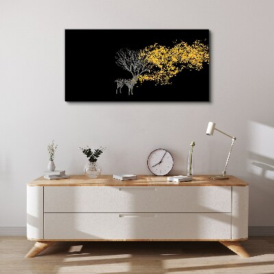 Foto op canvas Gouden bladeren op een zwarte achtergrond