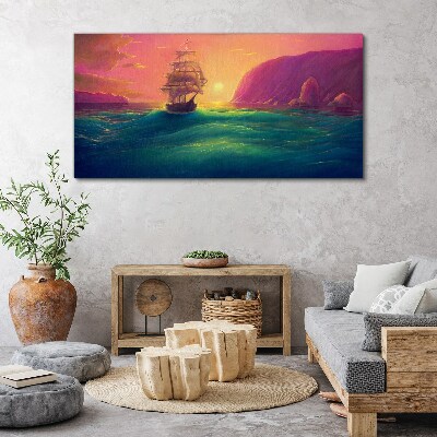Canvas schilderij Zonsondergang over de zee