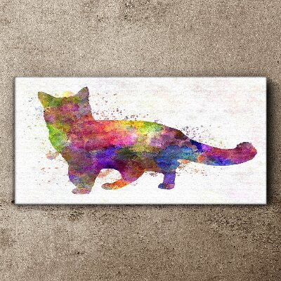 Canvas schilderij Kleurrijke kat in aquarelstijl