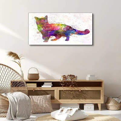 Canvas schilderij Kleurrijke kat in aquarelstijl