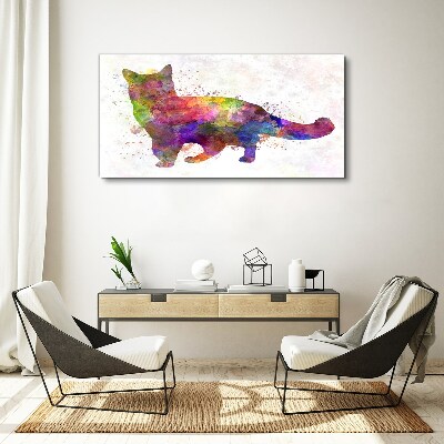 Canvas schilderij Kleurrijke kat in aquarelstijl