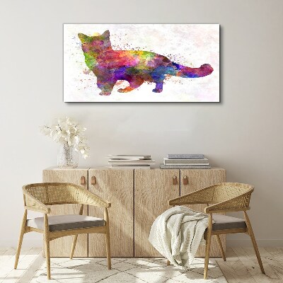 Canvas schilderij Kleurrijke kat in aquarelstijl