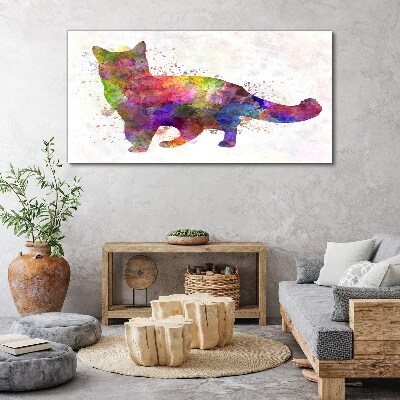 Canvas schilderij Kleurrijke kat in aquarelstijl