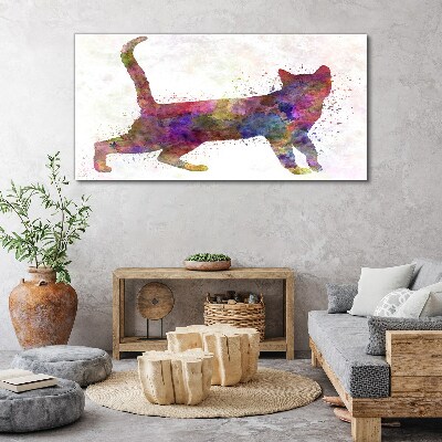 Schilderij op doek Kleurrijke kattenschaduw