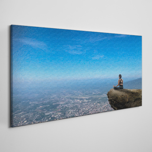 Foto op canvas Meditatie op de bergtop