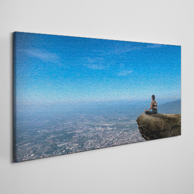 Foto op canvas Meditatie op de bergtop