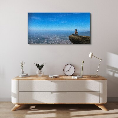 Foto op canvas Meditatie op de bergtop