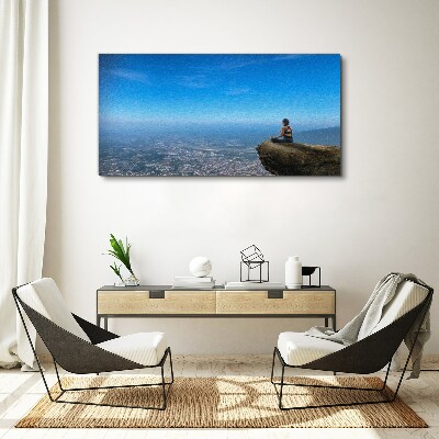 Foto op canvas Meditatie op de bergtop