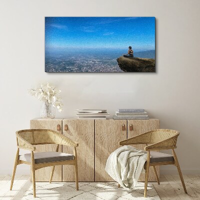 Foto op canvas Meditatie op de bergtop