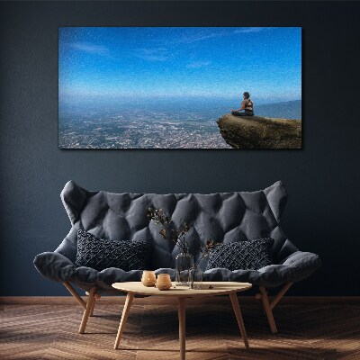 Foto op canvas Meditatie op de bergtop