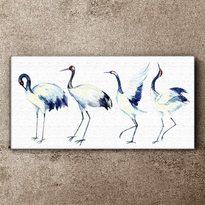 Schilderij op doek Dansende kraanvogels in aquarel