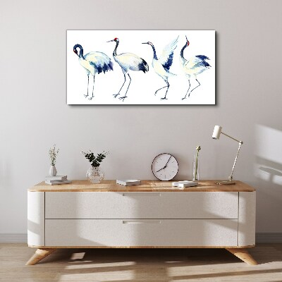 Schilderij op doek Dansende kraanvogels in aquarel