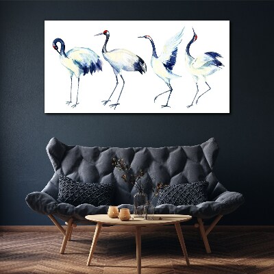 Schilderij op doek Dansende kraanvogels in aquarel