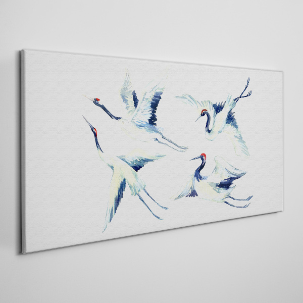 Foto op canvas Dansende kraanvogels in het blauw