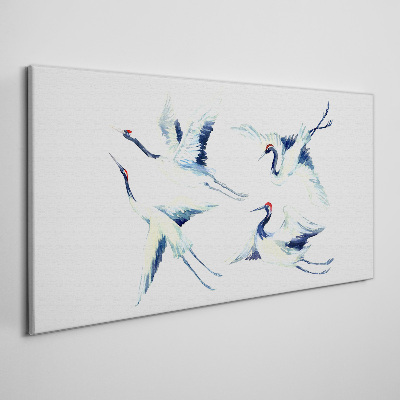 Foto op canvas Dansende kraanvogels in het blauw