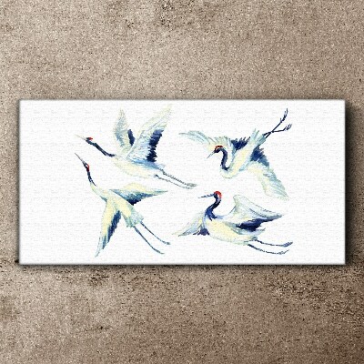 Foto op canvas Dansende kraanvogels in het blauw