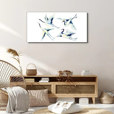 Foto op canvas Dansende kraanvogels in het blauw