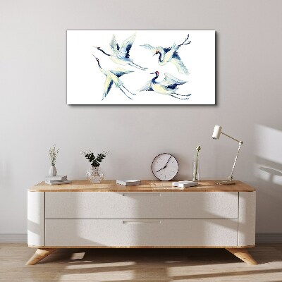 Foto op canvas Dansende kraanvogels in het blauw