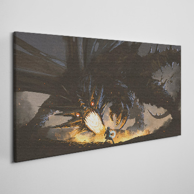 Schilderij op doek Draak in de hitte van de strijd