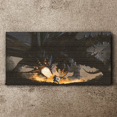 Schilderij op doek Draak in de hitte van de strijd