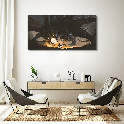 Schilderij op doek Draak in de hitte van de strijd