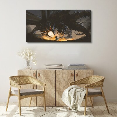 Schilderij op doek Draak in de hitte van de strijd