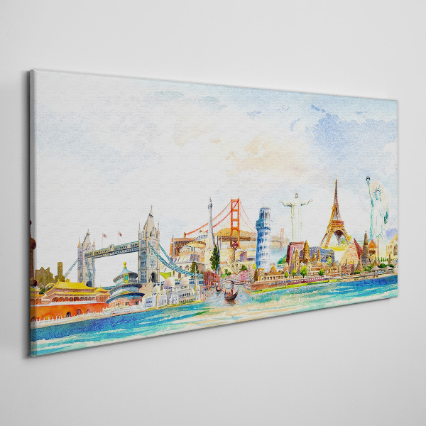 Schilderij op doek Iconen van de wereld in kleur