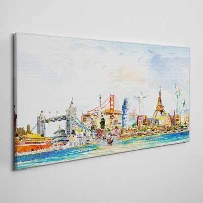 Schilderij op doek Iconen van de wereld in kleur