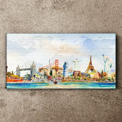 Schilderij op doek Iconen van de wereld in kleur