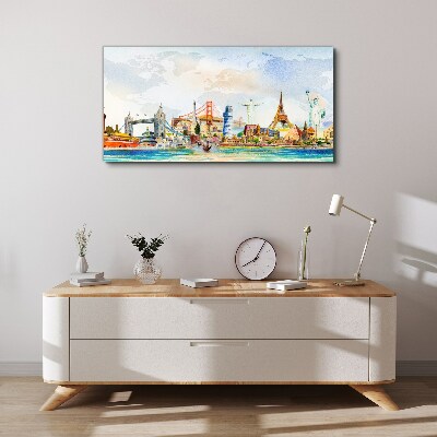 Schilderij op doek Iconen van de wereld in kleur