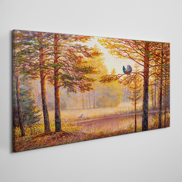 Schilderij op doek Herfstlandschap met vogels