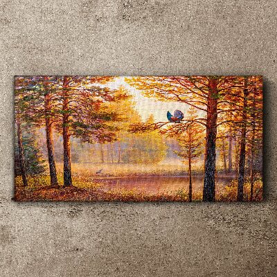 Schilderij op doek Herfstlandschap met vogels