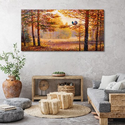 Schilderij op doek Herfstlandschap met vogels
