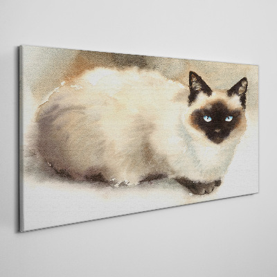 Schilderij op doek Siamese kat in zachte waterkleuren