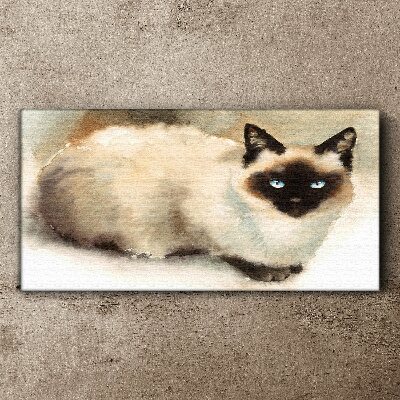 Schilderij op doek Siamese kat in zachte waterkleuren