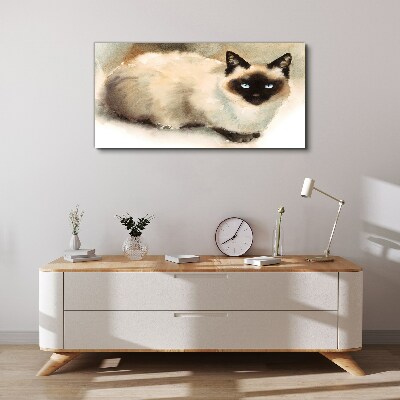 Schilderij op doek Siamese kat in zachte waterkleuren