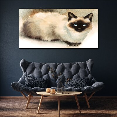 Schilderij op doek Siamese kat in zachte waterkleuren