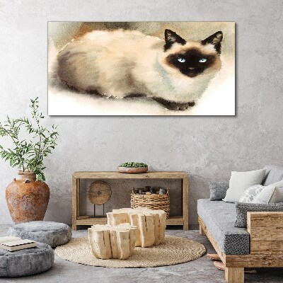 Schilderij op doek Siamese kat in zachte waterkleuren