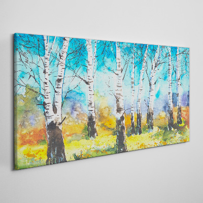 Canvas schilderij Berkenbomen in een levendig landschap