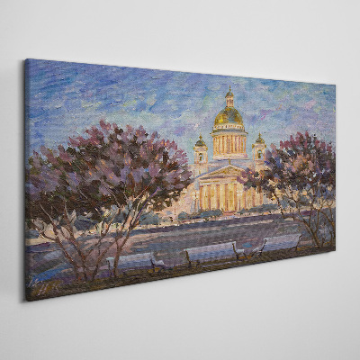 Foto op canvas De kathedraal in de gloed van de ondergaande zon