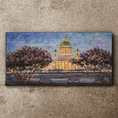 Foto op canvas De kathedraal in de gloed van de ondergaande zon