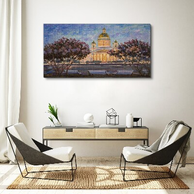 Foto op canvas De kathedraal in de gloed van de ondergaande zon