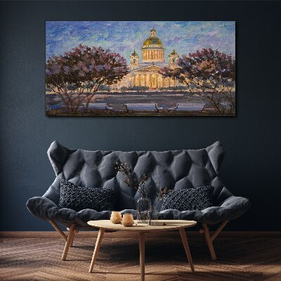 Foto op canvas De kathedraal in de gloed van de ondergaande zon