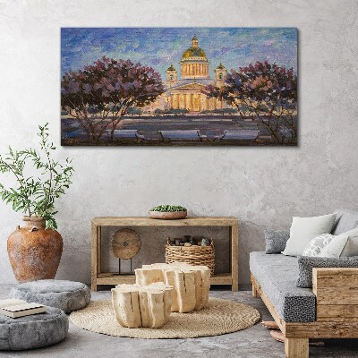 Foto op canvas De kathedraal in de gloed van de ondergaande zon