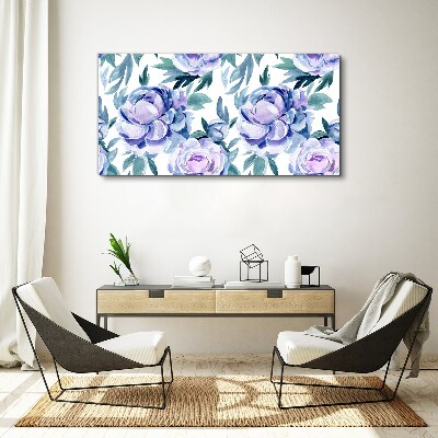 Canvas schilderij Een bloemenlandschap in paarse tinten